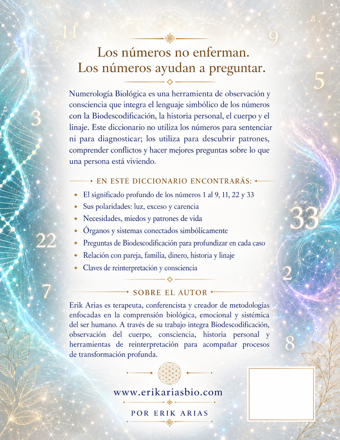 Contraportada del manual de Numerología Biológica